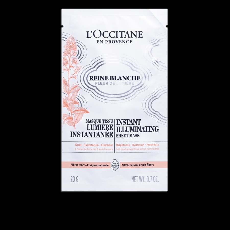 L'OCCITANE Masque Tissu Lumiere Instantanee Reine Blanche | Masque Visage