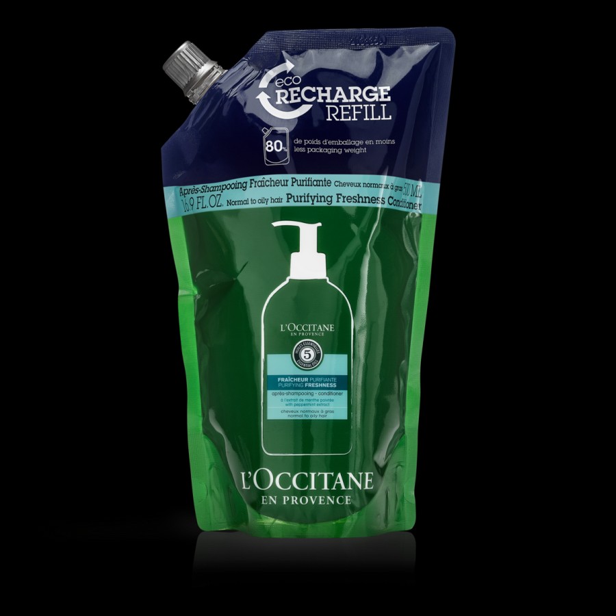 L'OCCITANE Eco-Recharge Apres-Shampoing Fraicheur Purifiante 500Ml | Eco-Recharge Soin Cheveux